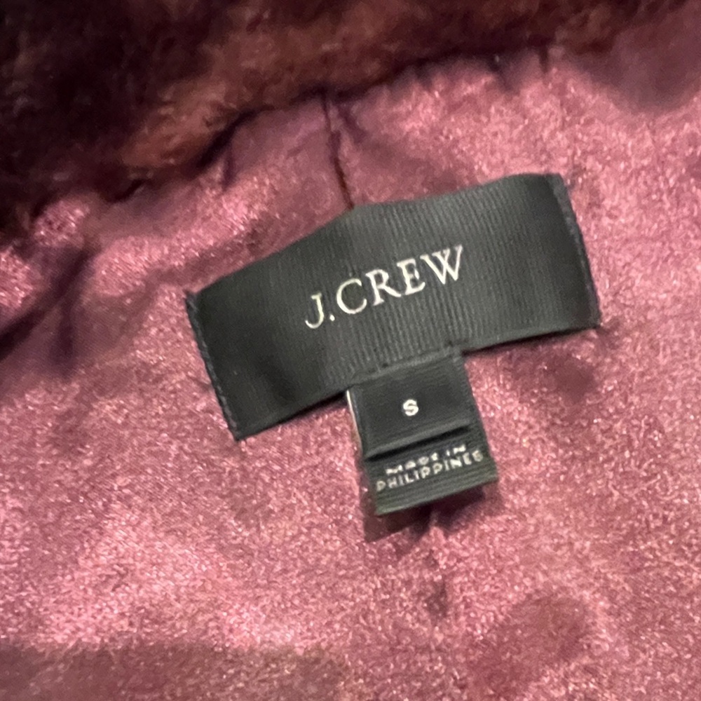 J Crew Women’s Faux Fur Best Burgundy Size Small - Picture 8 of 8